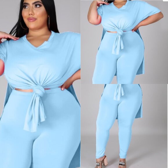 Weekend Vibes Legging Sets  Baby blue, Plus size 3x - Picture 4 of 5